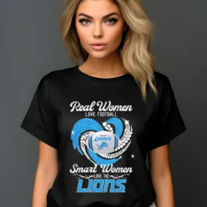 Detroit Lions Heart Real Women Love Football Smart Women Love The Lions Shirt