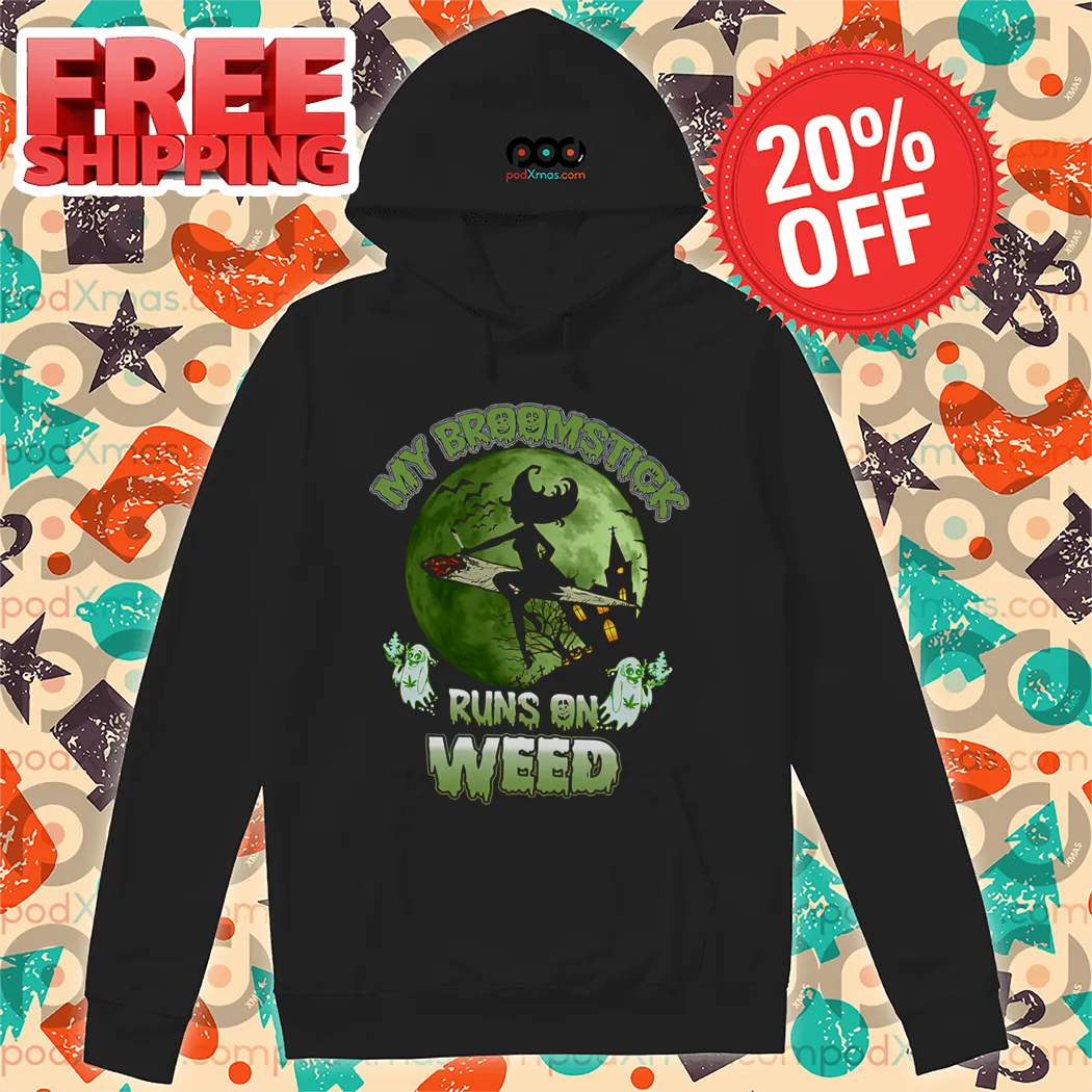 Witch My Broomstick Runs On Weed Halloween 2024 Shirt