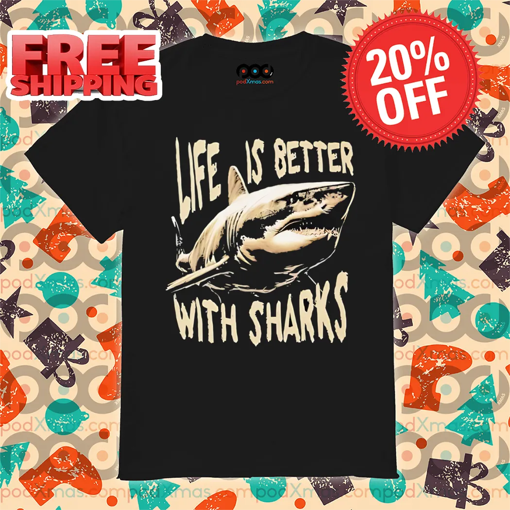 Life Is Better With Sharks Vintage 2024 Shirt
