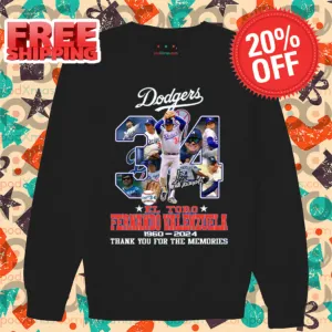 El Toro Fernando Valenzuela 34 Los Angeles Dodgers Pitch Thank You For The Memories 2024 Shirt