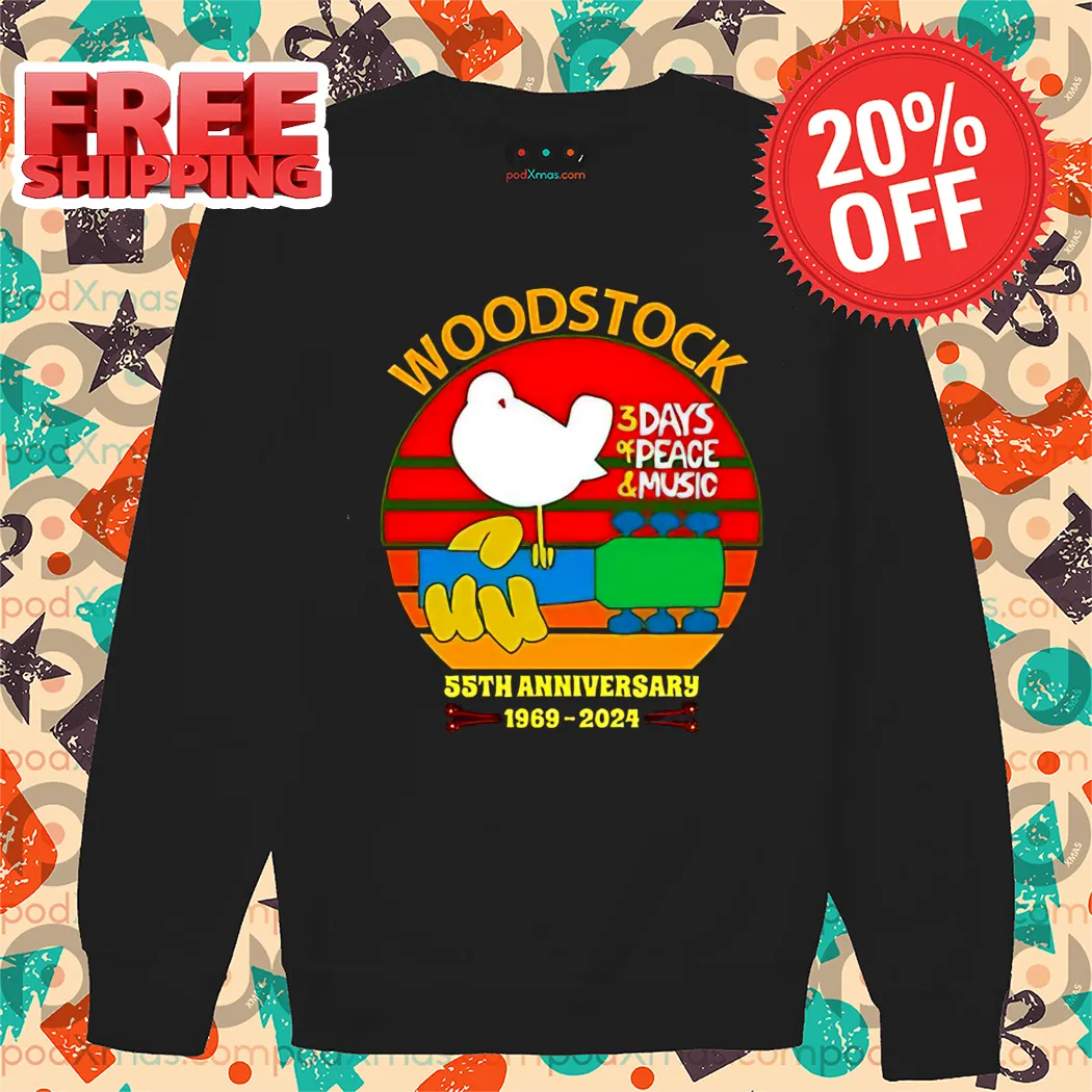 Woodstock 3 Days Of Peace And Music 55th Anniversary 1969 2024 Retro Shirt