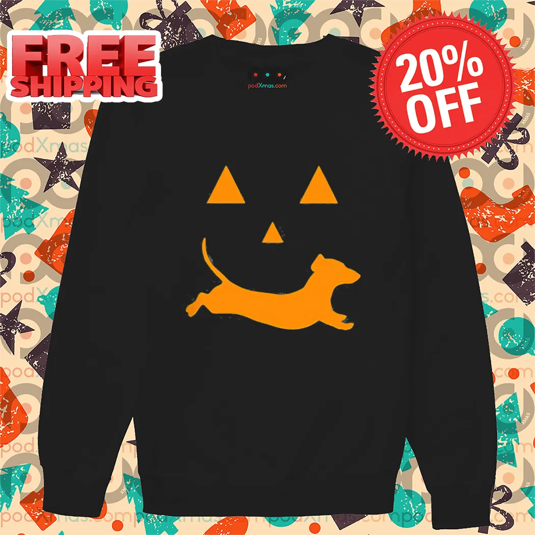 Dachshund Pumpkin Face Halloween 2024 Shirt-enhance