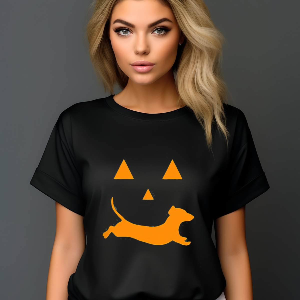 Dachshund Pumpkin Face Halloween 2024 Shirt-enhance