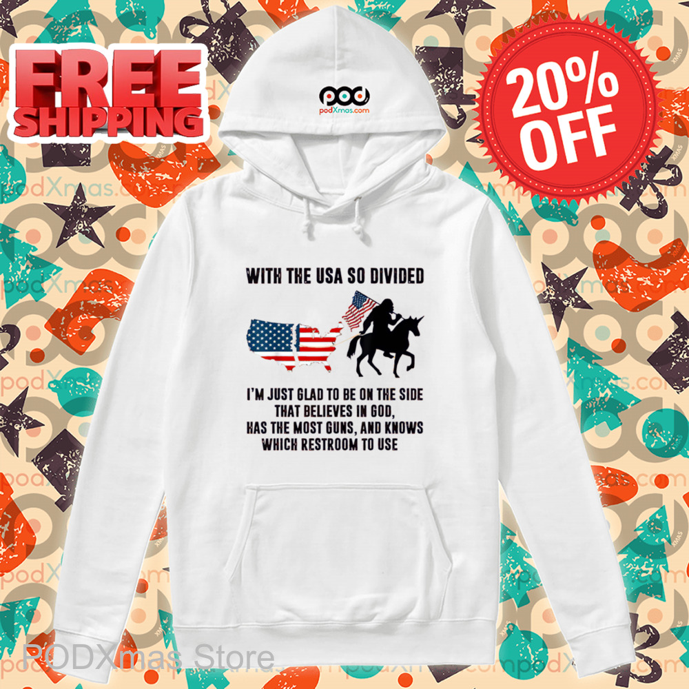 Bigfoot Riding Unicorn Flag With The USA So Divided Shirt