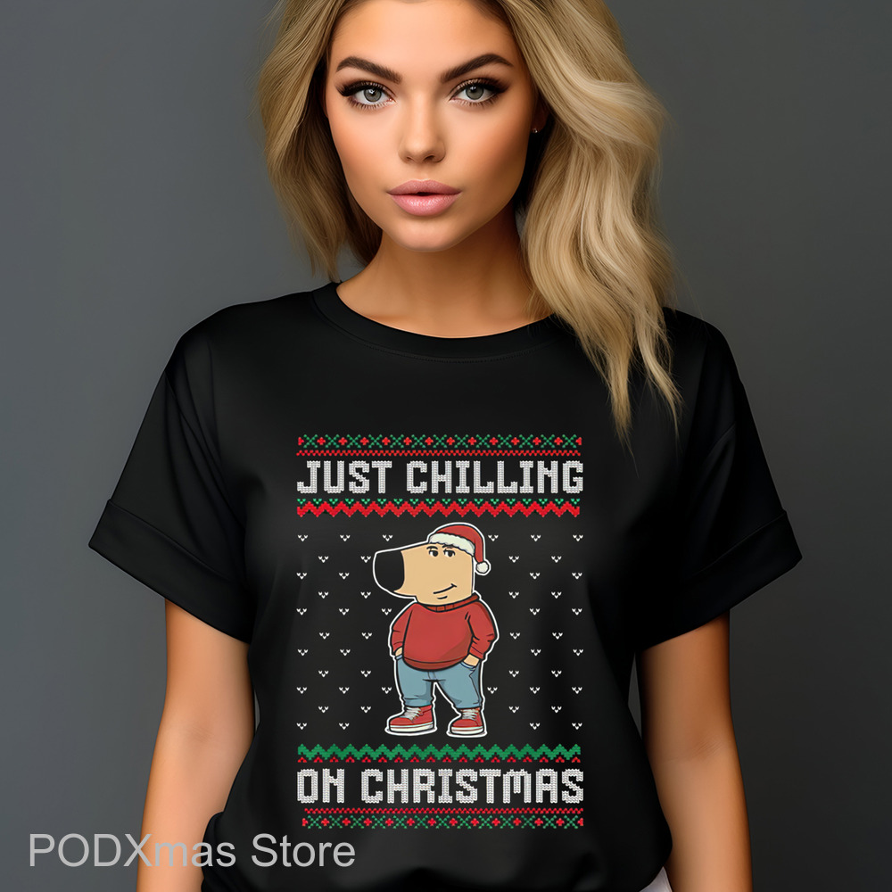Chill Guy Meme Just Chilling On Christmas 2024 Shirt