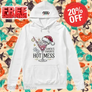 Cocktail Santa's Favorite Hot Mess Christmas 2024 Shirt