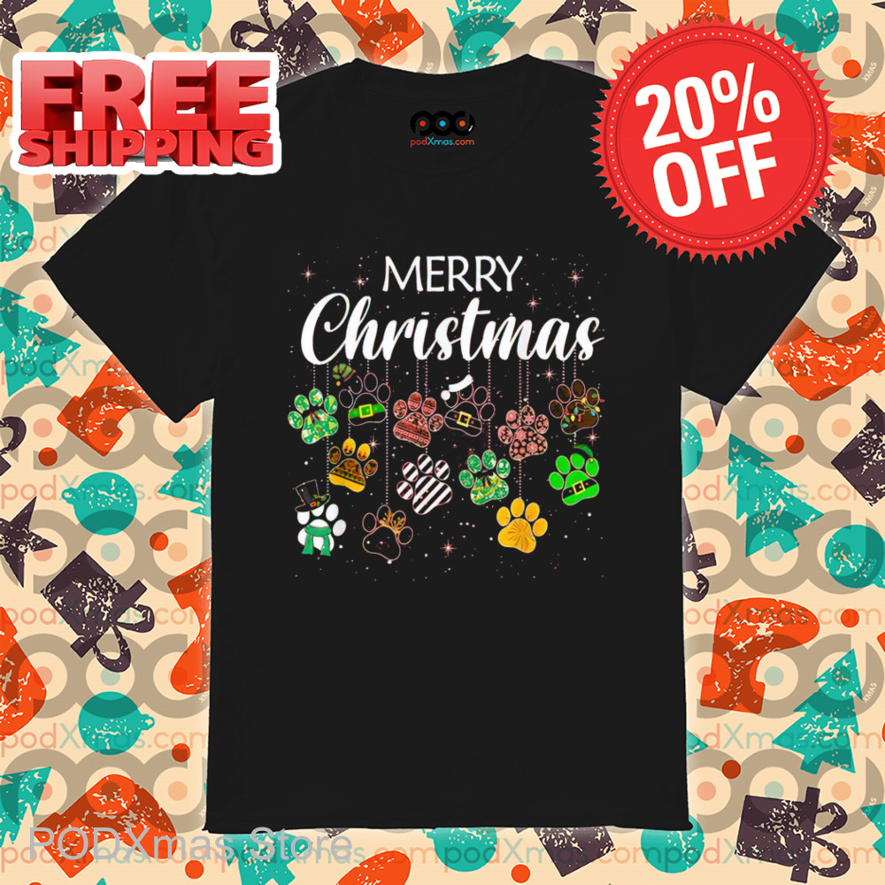 Dog Paws Merry Christmas 2024 Shirt