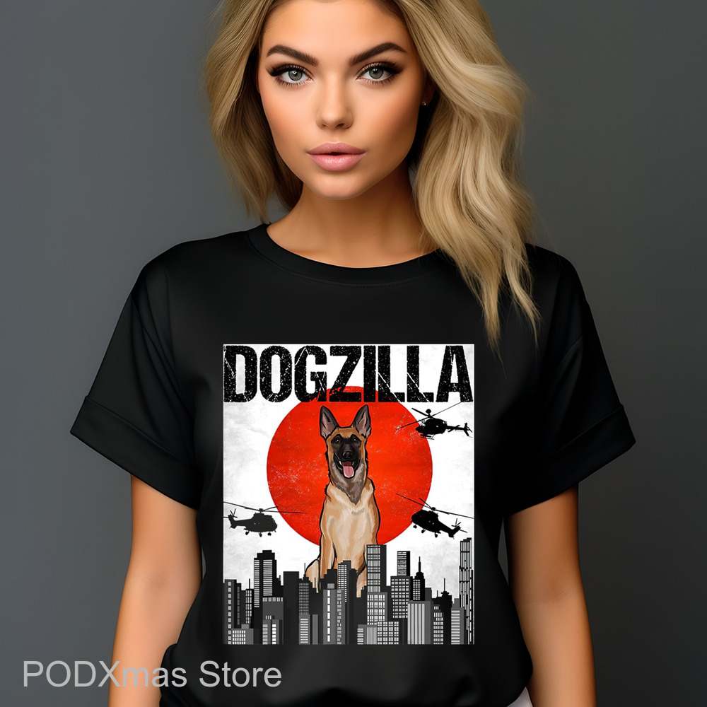 Dogzilla City Helicopter Funny Shirt