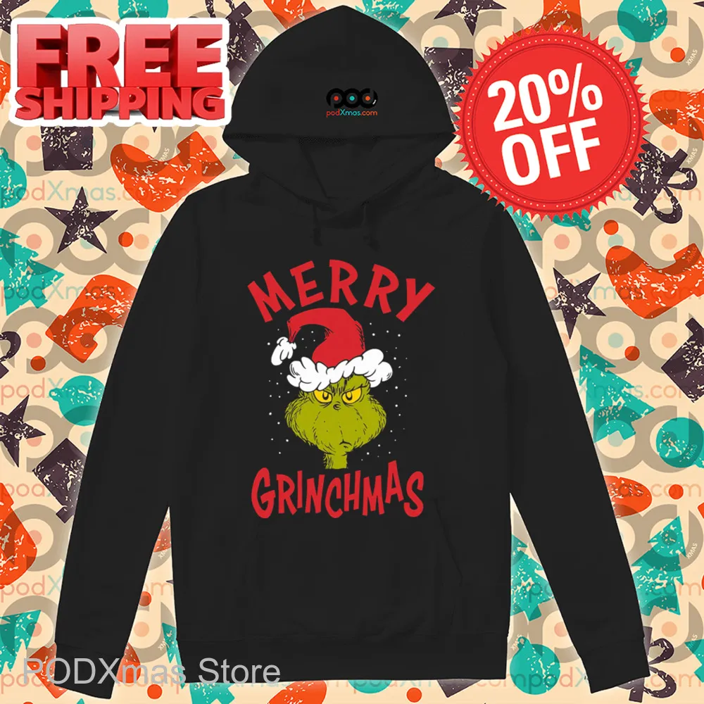 Grinch Face Santa Hat Merry Grinchmas 2024 Shirt