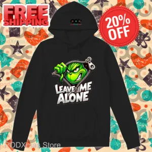 Grinch Face Zip Leave Me Alone Christmas 2024 Shirt