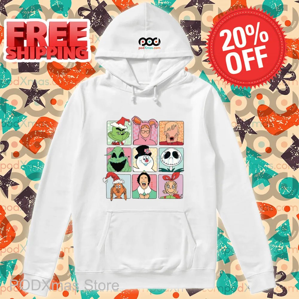 Grinch Snowman Elf Jack Skellington Kevin Christmas Characters 2024 Shirt