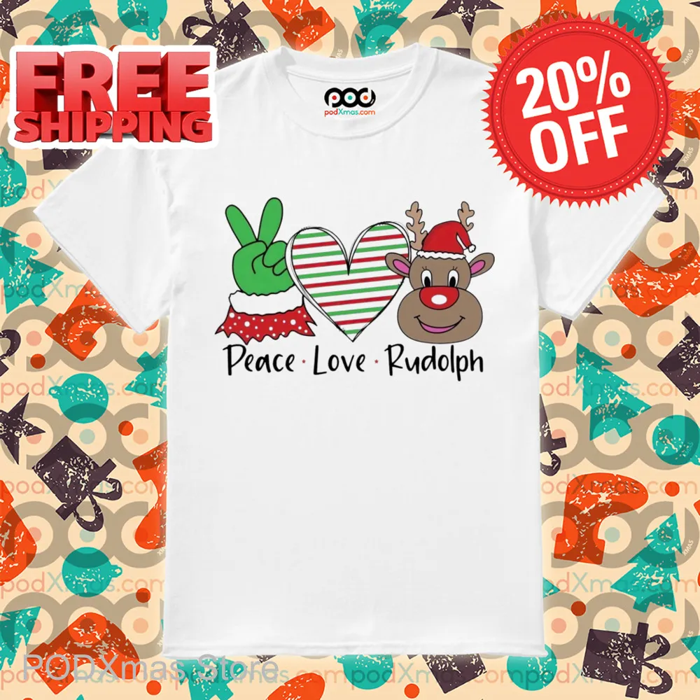 Peace Love Rudolph Christmas 2024 Shirt