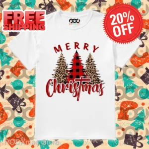 Pine Tree Leopard Merry Christmas 2024 Shirt