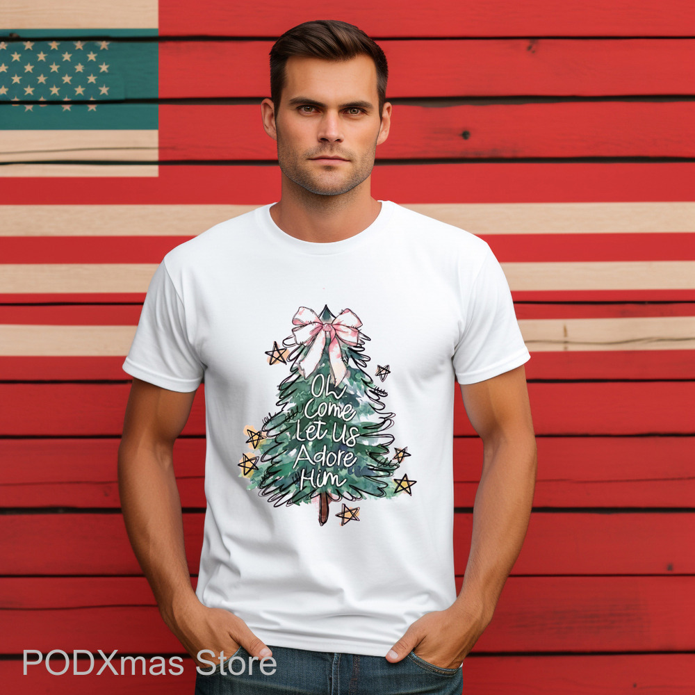 Pine Tree Oh Come Let Us Adore Him Christmas 2024 Shirt Pine Tree Oh Come Let Us Adore Him Christmas 2024 Shirt