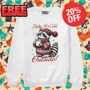Raccoon Baby It's Cold Outside Christmas 2024 Shirt