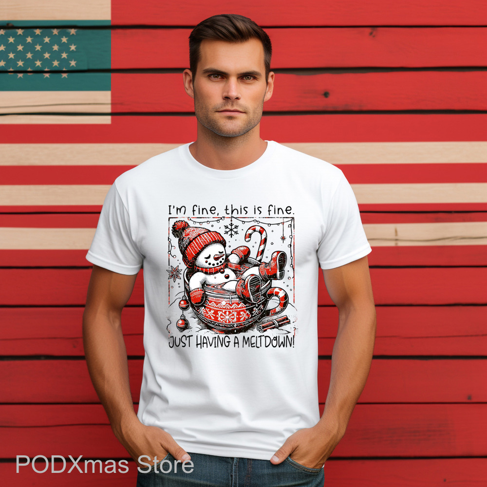 Snowman I'm Fine This Is Fine Just Having A Meltdown Christmas 2024 Shirt