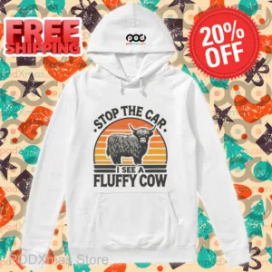 Stop The Car I See A Fluffy Cow Retro 2024 Shirt