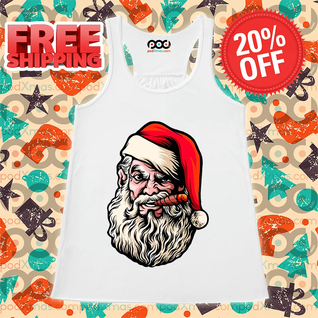Santa Head Smoking Christmas 2024 Shirt