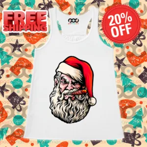 Santa Head Smoking Christmas 2024 Shirt