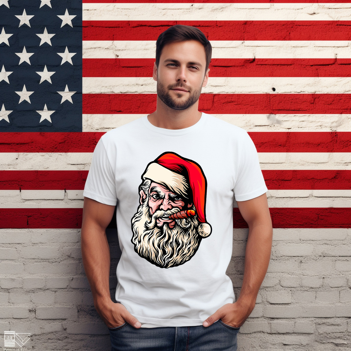 Santa Head Smoking Christmas 2024 Shirt