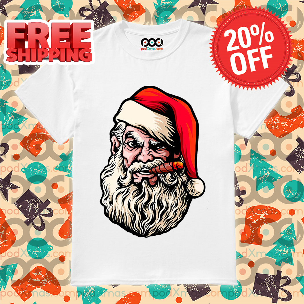 Santa Head Smoking Christmas 2024 Shirt
