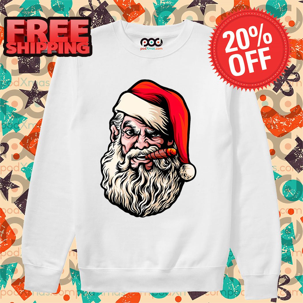 Santa Head Smoking Christmas 2024 Shirt