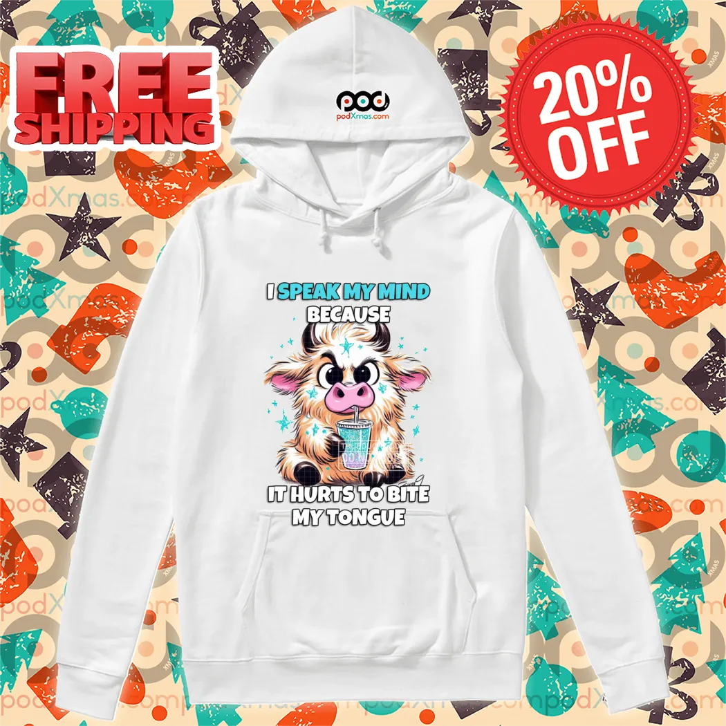 Cow I Speak My Mind Because It Hurts To Bite My Tongue Shirt-enhance