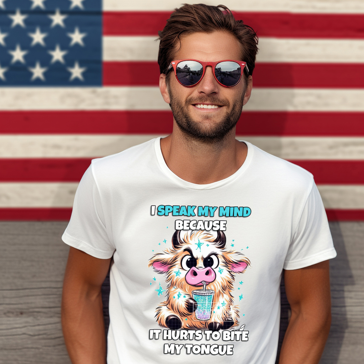 Cow I Speak My Mind Because It Hurts To Bite My Tongue Shirt-enhance
