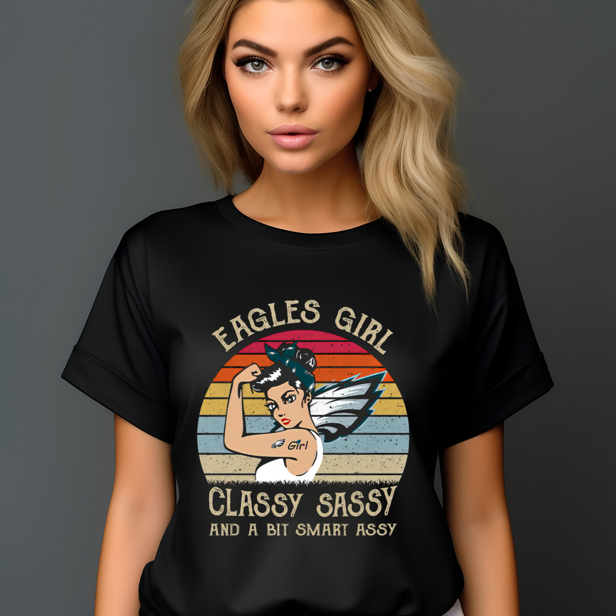 Eagles Girl Classy Sassy And A Bit Smart Assy Retro 2024 Shirt-enhance-faceai