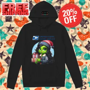 Grinch Girl USPS 2024 Christmas Shirt-enhance-faceai
