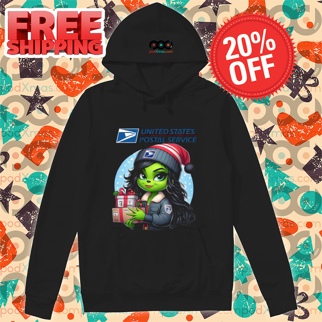 Grinch Girl USPS 2024 Christmas Shirt-enhance-faceai