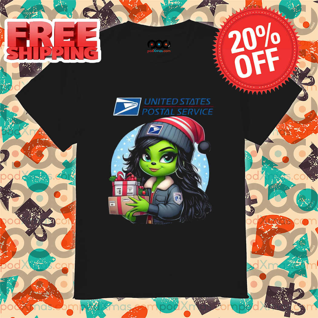 Grinch Girl USPS 2024 Christmas Shirt-enhance-faceai