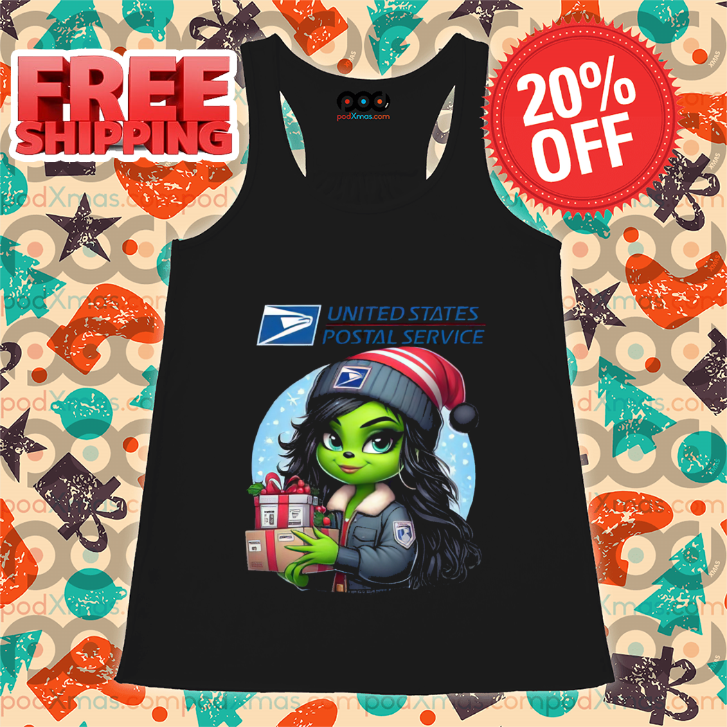 Grinch Girl USPS 2024 Christmas Shirt-enhance-faceai