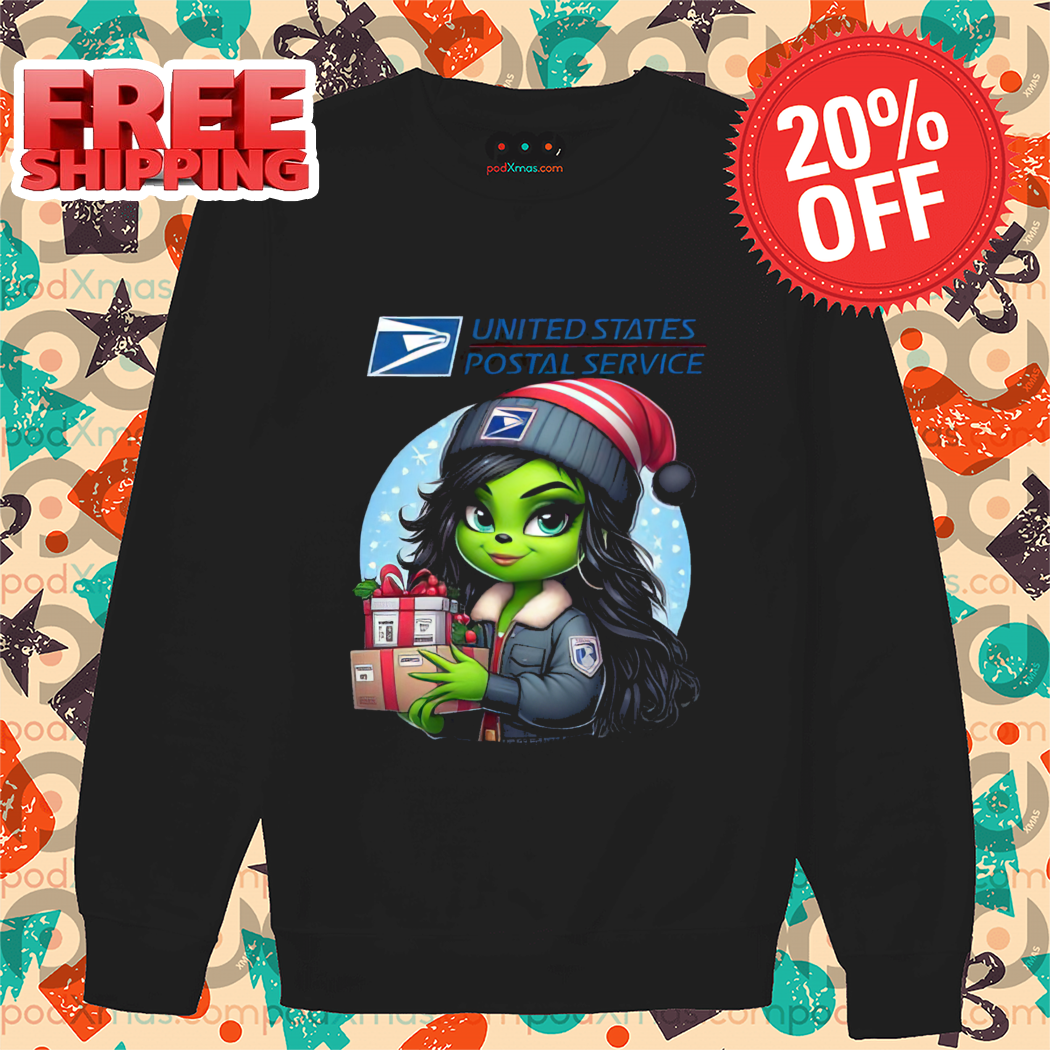 Grinch Girl USPS 2024 Christmas Shirt-enhance-faceai