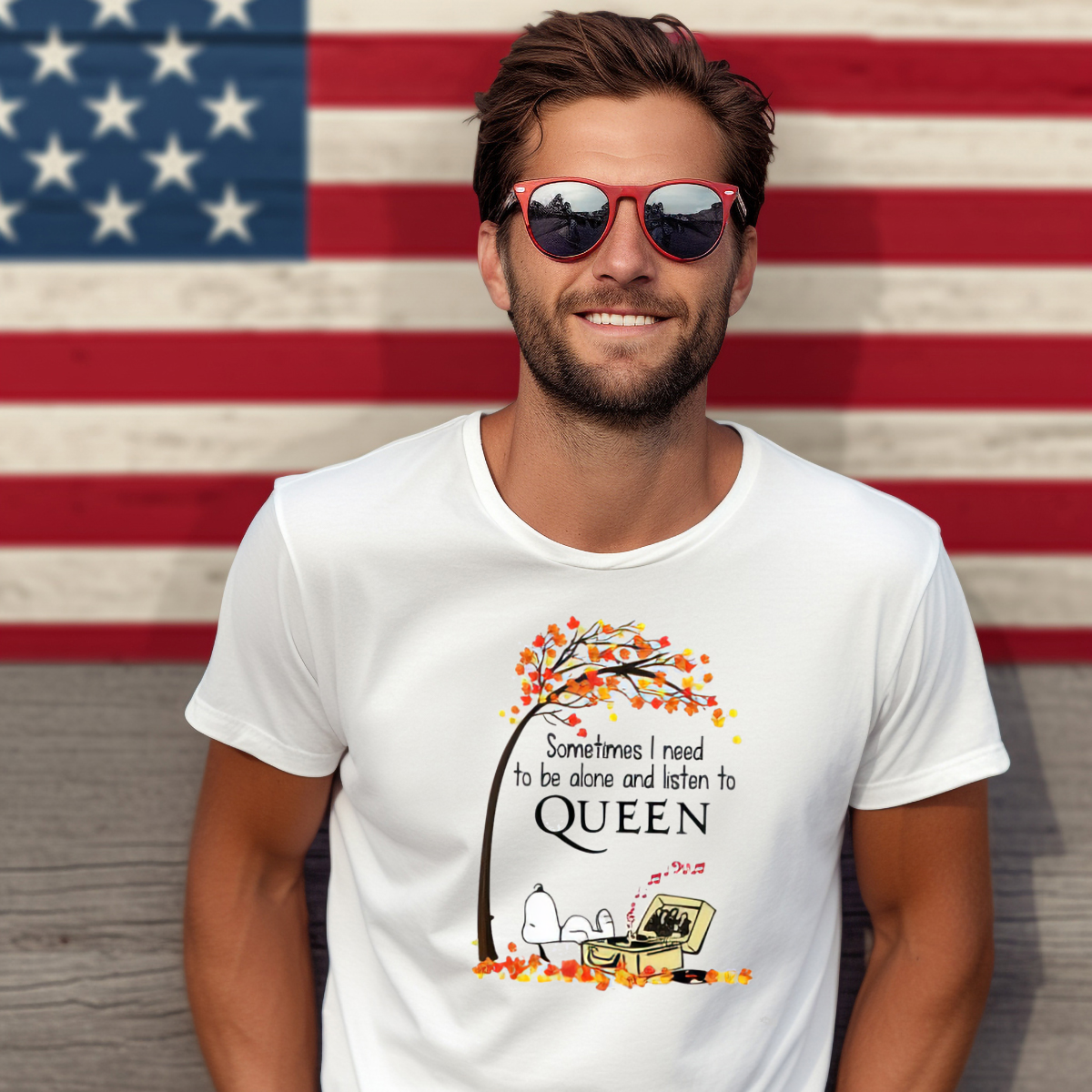 Snoopy Sometimes I Need To Be Alone And Liston To Queen Shirt-enhance