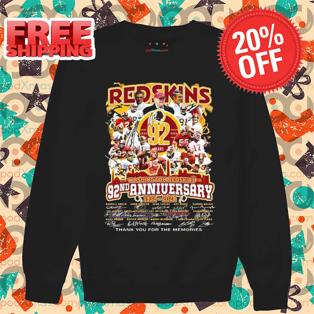 Washington Redskins 92 Years Anniversary 1932 2024 Thank You For The Memories Signature Shirt