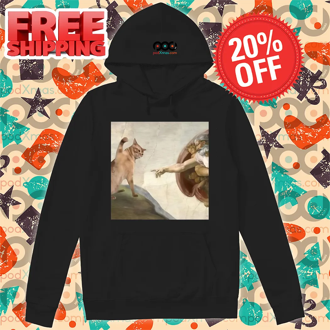 Cat Meme Creation of Adam Shirt