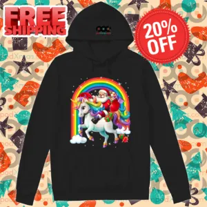Santa Unicorn Rainbow Merry Christmas 2024 Shirt