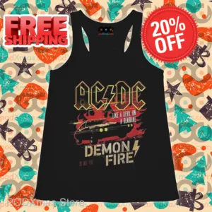 AC DC Like A Devil On A Deadline Demon Fire Shirt
