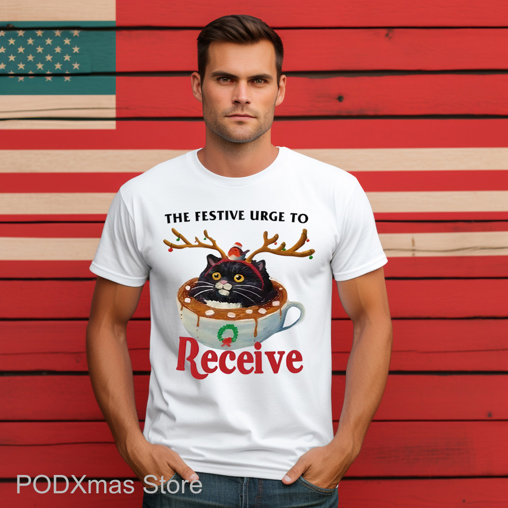 Black Cat Coffee The Festive Urge To Receive Shirt