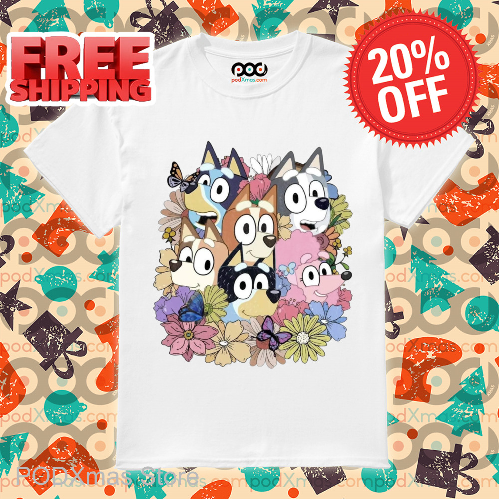 Bluey Characters Floral 2024 Shirt