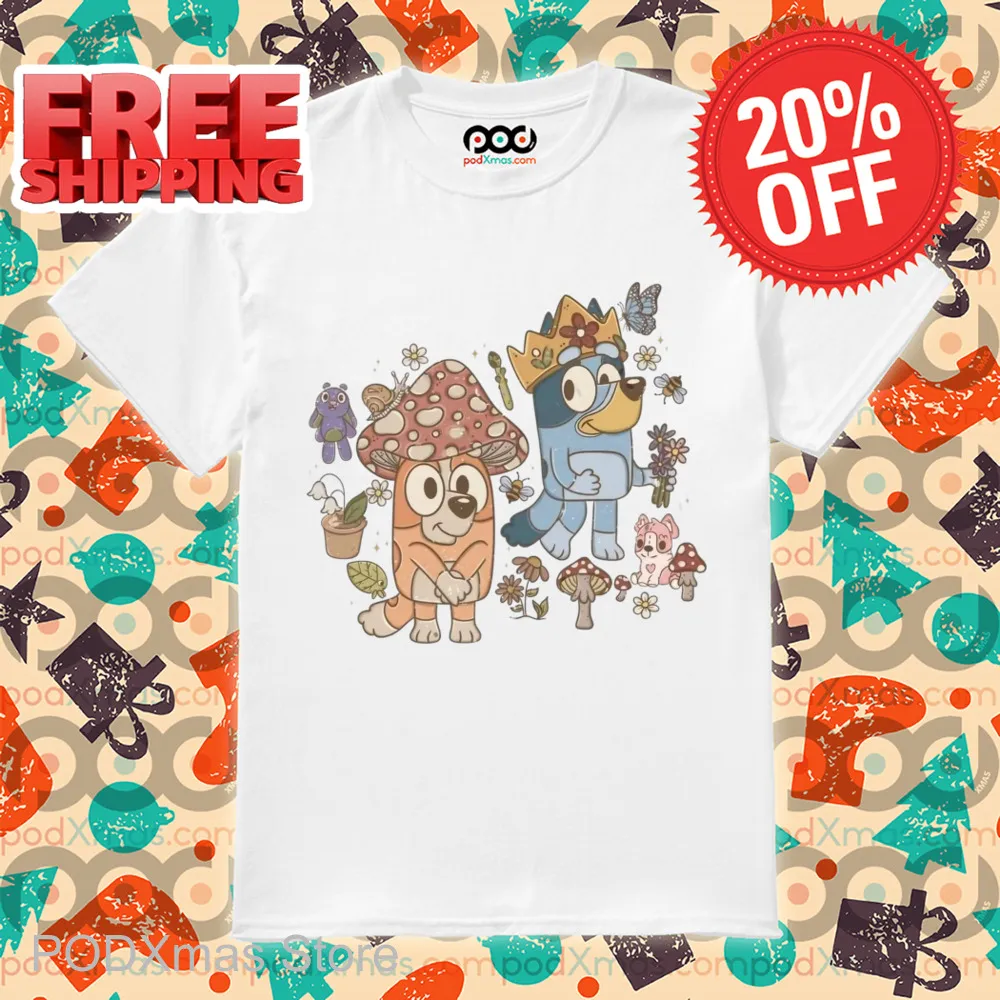 Bluey Mushroom Floral Vintage 2024 Shirt
