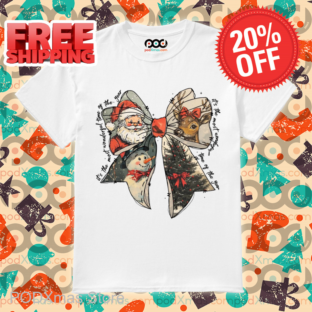 Bow Tie Santa Snowman It's The Most Wonderful Time Of The Year Shirt