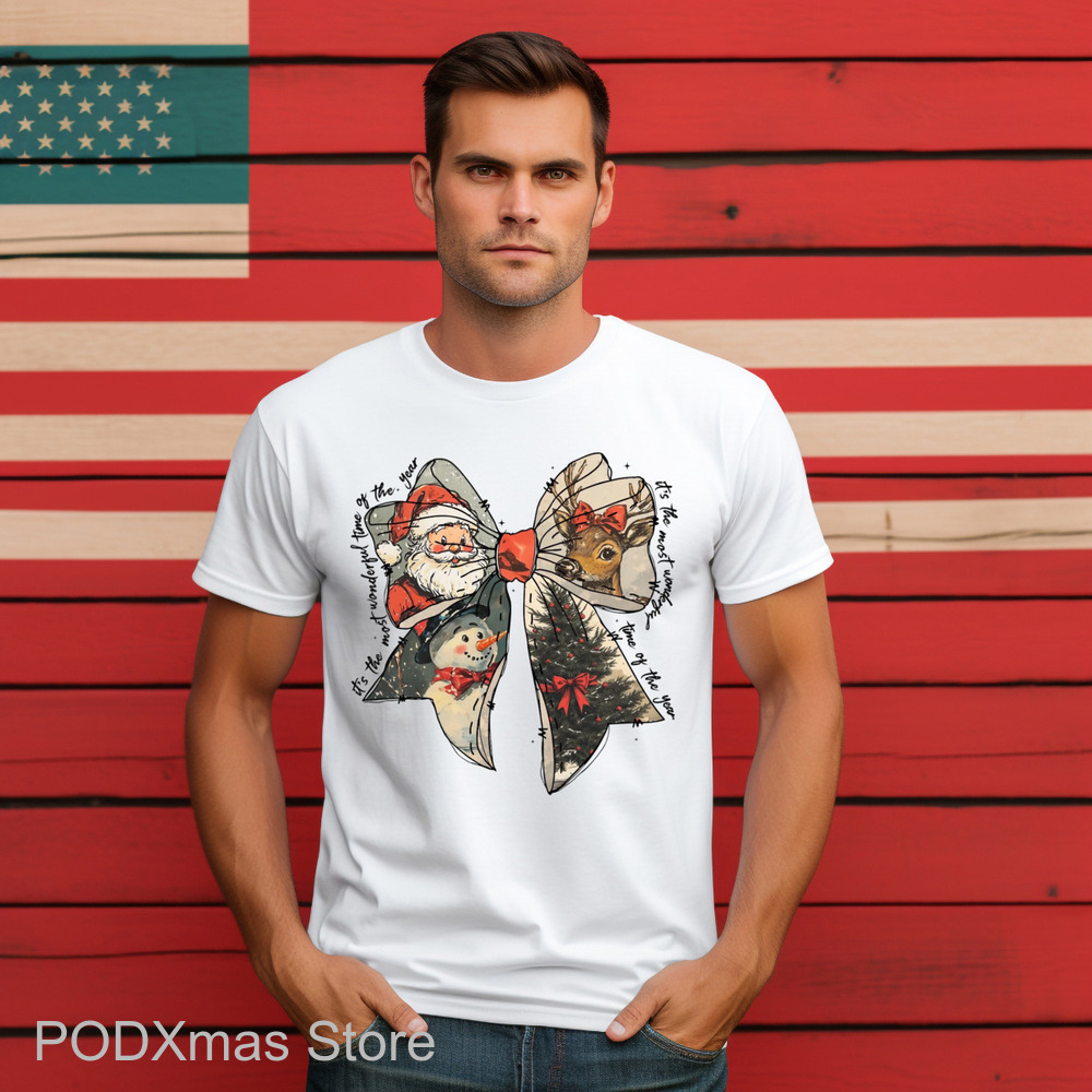 Bow Tie Santa Snowman It's The Most Wonderful Time Of The Year Shirt