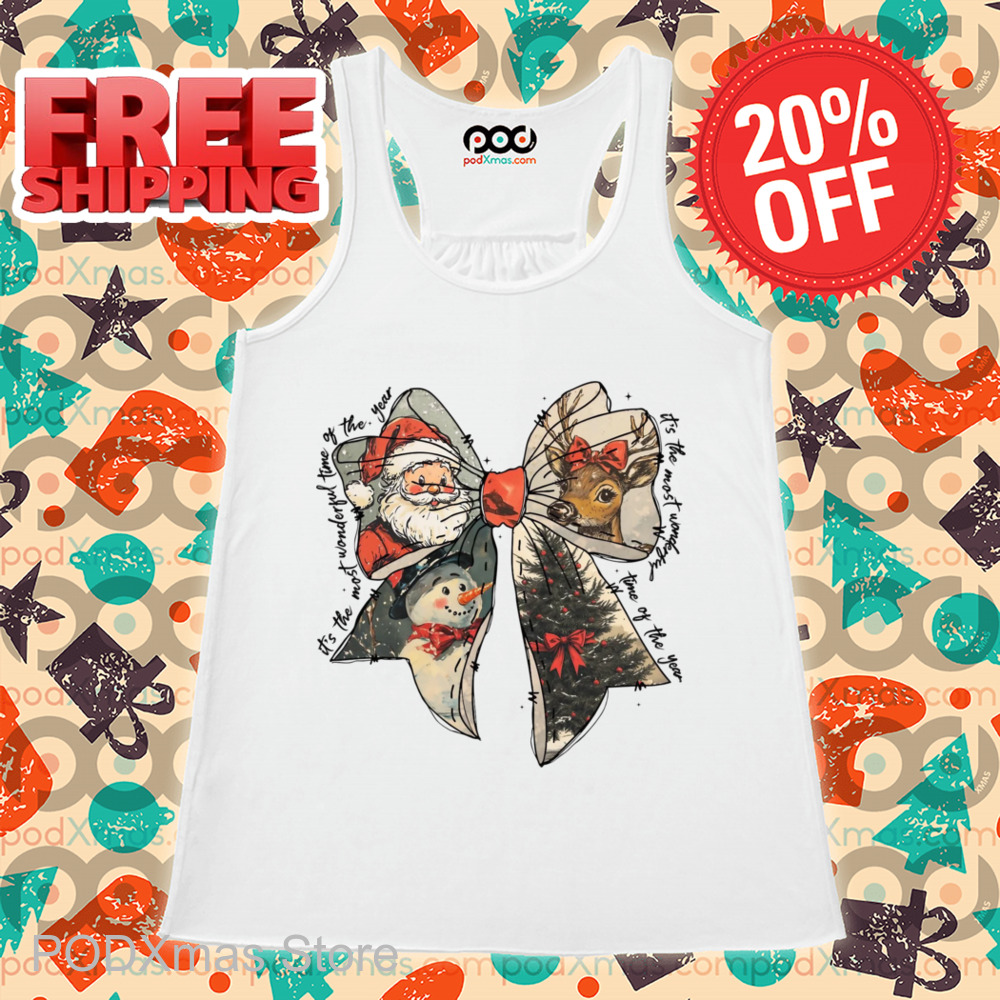 Bow Tie Santa Snowman It's The Most Wonderful Time Of The Year Shirt