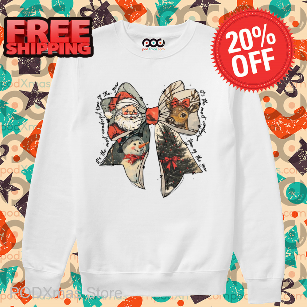 Bow Tie Santa Snowman It's The Most Wonderful Time Of The Year Shirt