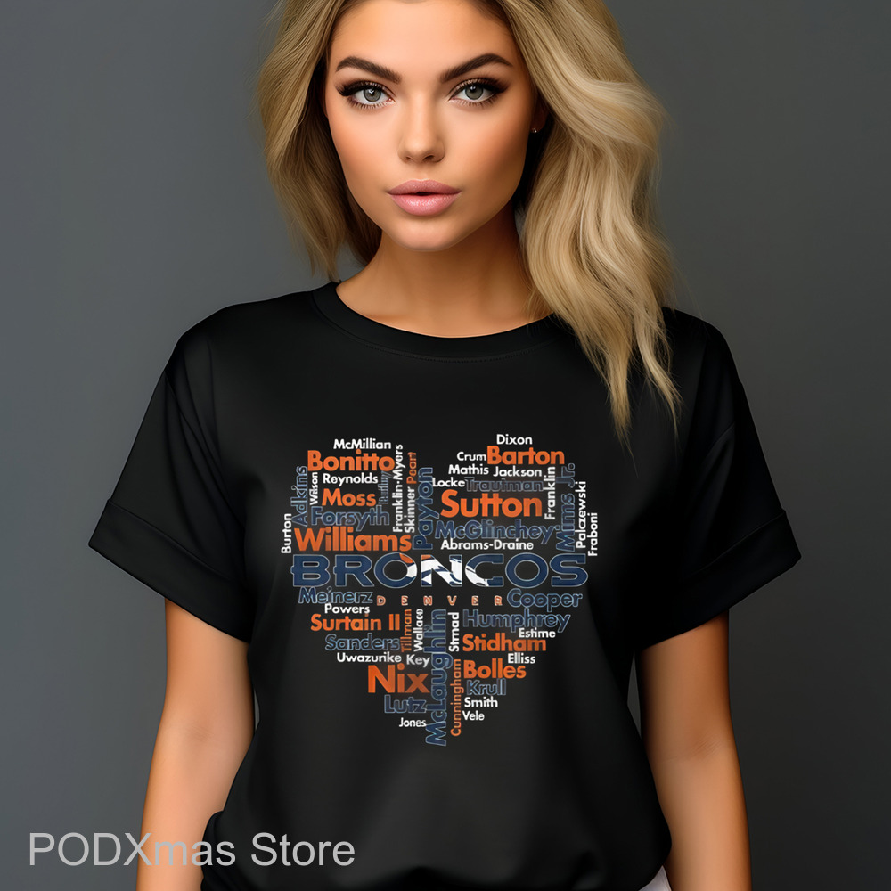 Denver Broncos Heart Players Name 2024 Shirt
