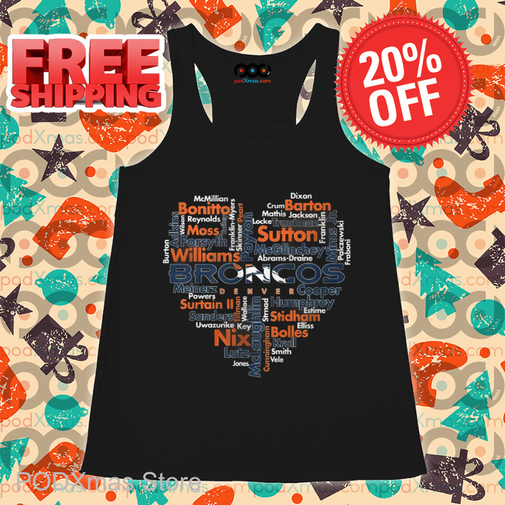 Denver Broncos Heart Players Name 2024 Shirt