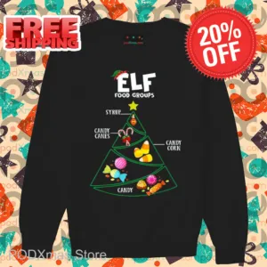 ELF Food Groups Syrup Candy Canes Candy Corn Candy Shirt