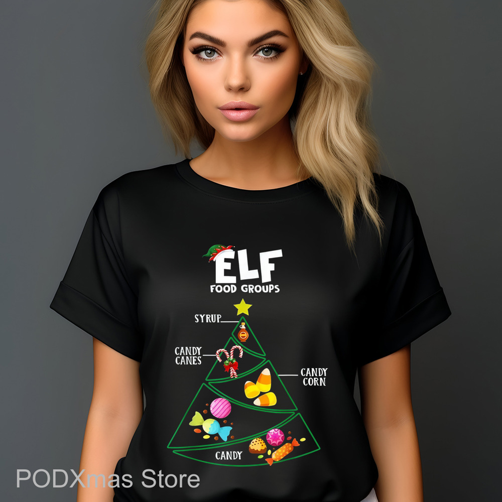 ELF Food Groups Syrup Candy Canes Candy Corn Candy Shirt